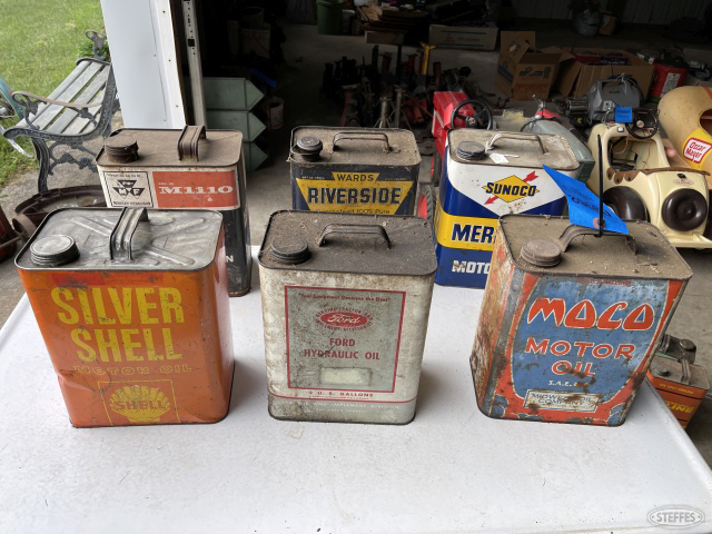 (6) vintage oil cans